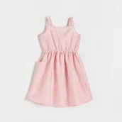 Sukienki i spódniczki dla dziewczynek - Reserved - Sukienka z wycięciem na plecach - różowy - miniaturka - grafika 1