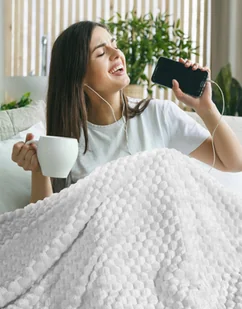 Koc 130 x 160 Flanelowy Design Cindy6 Biały - Koce - miniaturka - grafika 7