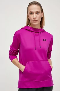 Bluzy damskie - Under Armour bluza sportowa Armour Fleece kolor różowy z kapturem gładka - grafika 1