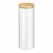 Pojemniki kuchenne - Pojemnik kuchenny, szkło borokrzemowe/drewno bukowe, 2,0 l, śred. 10,5 x 30 cm kod: ZS-056495 + Sprawdź na SuperWnetrze.pl - miniaturka - grafika 1