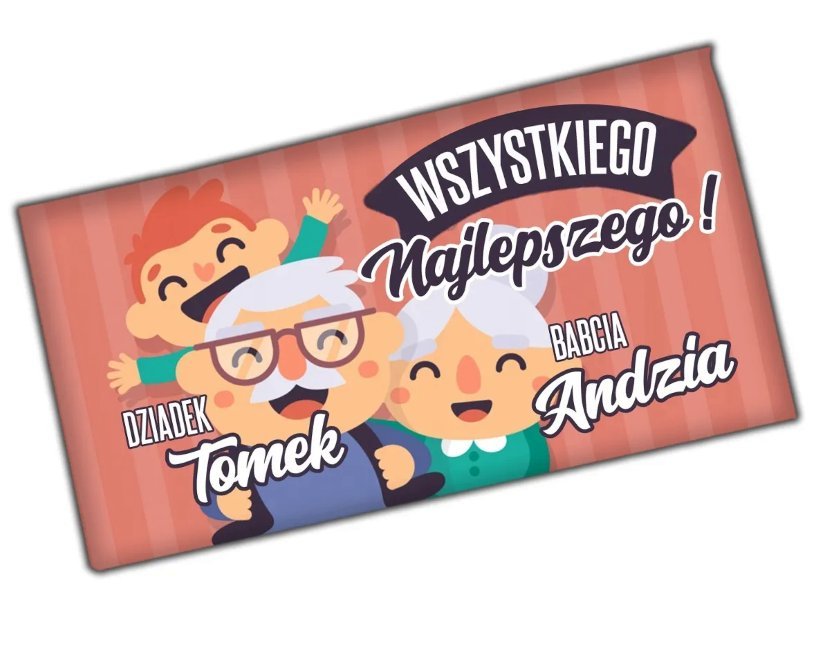 Czekolada prezent na Dzień Babci i Dziadka Personalizowana 10% kakao IMIĘ