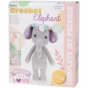 ZESTAW DO SZYDEŁKOWANIA Z WŁÓCZKI SŁOŃ ELEPHANT DIY RĘKODZIEŁO ZRÓB TO SAM - Prace ręczne dla dzieci - miniaturka - grafika 1