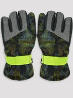 Rękawice narciarskie - Rękawiczki narciarskie 5P chłopięce żółte wzory 16 - miniaturka - grafika 1