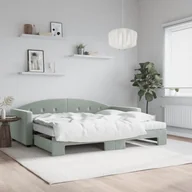 Sofy i kanapy - vidaXL Sofa rozsuwana z materacami, jasnoszara, 90x200 cm, aksamit - miniaturka - grafika 1