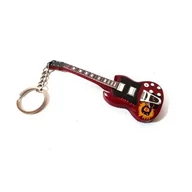 Dekoracje domu - Breloczek - gitara AC/DC z drewna i metalu - miniaturka - grafika 1