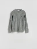 Swetry męskie - Reserved - Sweter z warkoczowym splotem - szary - miniaturka - grafika 1