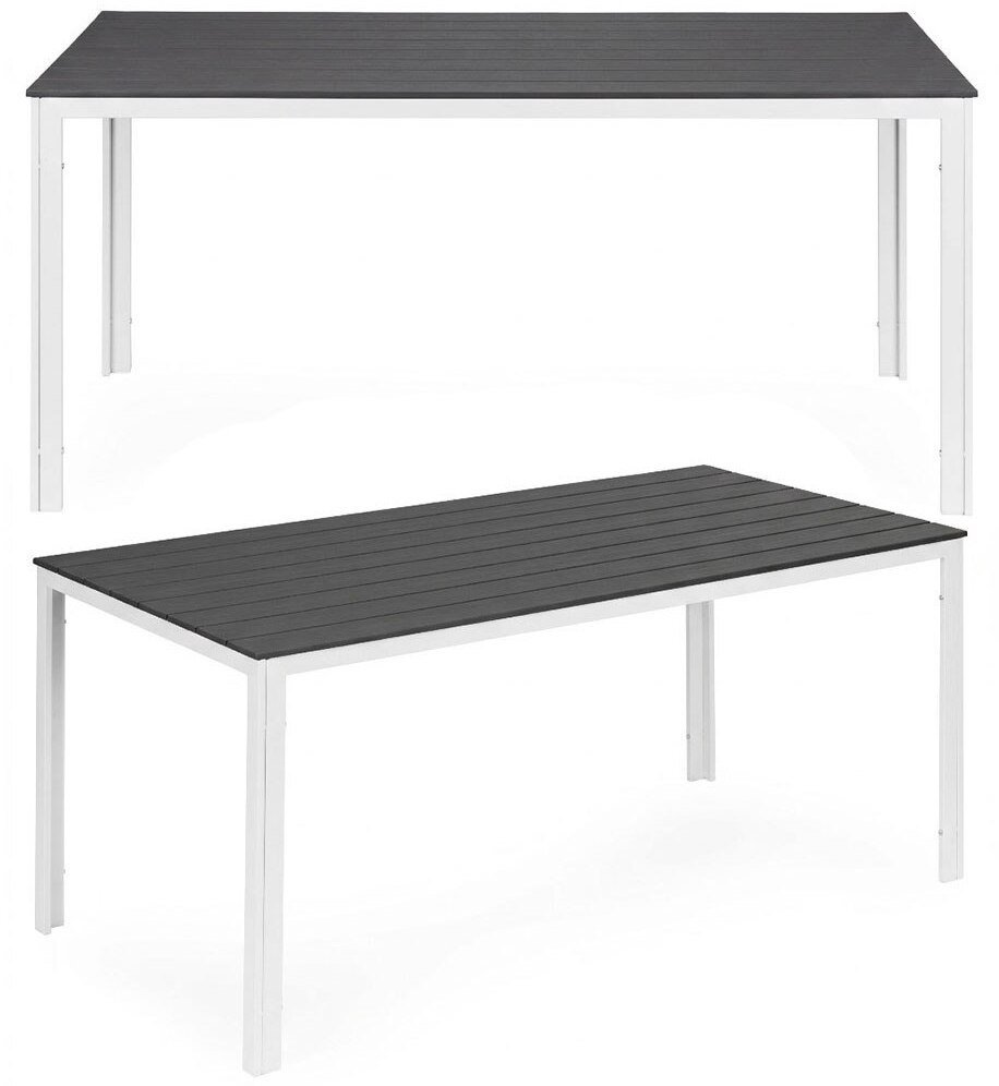 Goodhome Stół ogrodowy 6-osobowy 156x78 cm polywood meble na taras szare białe MultiGarden EDUKAMP