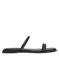 Klapki i japonki damskie - Klapki Calvin Klein Flat Sandal Squared 2-Bar Lth HW0HW02532 Czarny - miniaturka - grafika 1