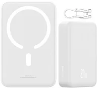 Powerbanki - Baseus Powerbank z ładowaniem indukcyjnym Qi, Magnetic Mini, do MagSafe, 20 000mAh, 20W, biały - miniaturka - grafika 1