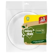 Naczynia i sztućce jednorazowe - Jan Niezbędny Zielony Dom Talerze 23cm biodegradowalne 12szt - miniaturka - grafika 1