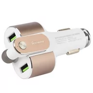 Uchwyty samochodowe do telefonów - MyWay Ładowarka MYWAY 12/24V 2x USB 4.2A AUTO ID + słuchawka Bluetooth na magnesie WE22-9890 - miniaturka - grafika 1