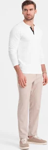 Ombre Męski longsleeve z guzikami przy dekolcie - biały V10 OM-LSCL-0107 L - Koszulki męskie - miniaturka - grafika 1
