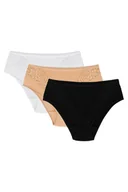 Majtki damskie - Wol-Bar Eco-Ga 3-pak beżowy-biały-czarny 2XL Majtki figi - miniaturka - grafika 1