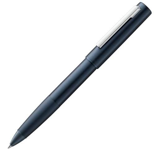 LAMY aion pióro kulkowe 377 – pióro kulkowe z anodyzowanego aluminium w kolorze ciemnoniebieskim z klipsem polerowanym na wysoki połysk ze stali nierdzewnej – wkład do długopisu M 63 czarny –