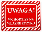 Tablice i flipcharty - Tabliczka na drzwi Wchodzisz na własne ryzyko Czer - miniaturka - grafika 1