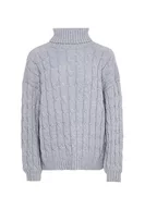 Swetry damskie - Aleva Damski sweter z golfem ze skręconej dzianiny akrylowej jasnoszary melanż, rozmiar XL/XXL, jasnoszary melanż, XL - miniaturka - grafika 1