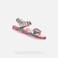 Sandały damskie - Sandały Geox Model J Adriel Girl Kolor Szary - miniaturka - grafika 1
