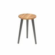 Taborety i hokery - Taboret lub hocker okrągły z litego dębu Modern Oak, Wykończenie nogi - buk - farba grafitowa, Wysokość [cm] - 47, Średnica siedziska [cm] - 30 - miniaturka - grafika 1