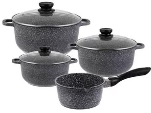 HOFFMAN Garnki Hoffman HF 7763 Zestaw garnków marmurowych + rondel INDUKCJA HF 7763 - Zestawy garnków i patelni - miniaturka - grafika 1