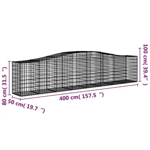 VIDAXL Kosze gabionowe, 10 szt, 400x50x80/100 cm, galwanizowane żelazo - Ogrodzenia - miniaturka - grafika 7