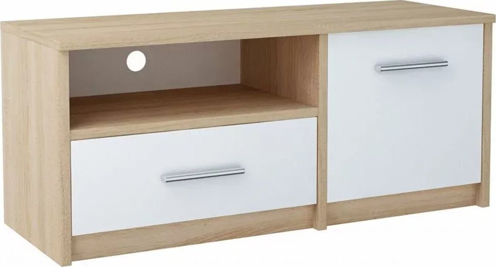 Elior Skandynawska szafka pod telewizor dąb sonoma + biały - Karix