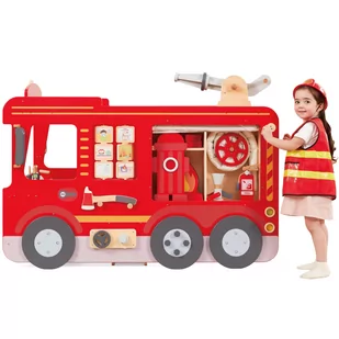 VIGA Duży Drewniany Wóz Strażacki Plac Zabaw Montessori - Klocki - miniaturka - grafika 1