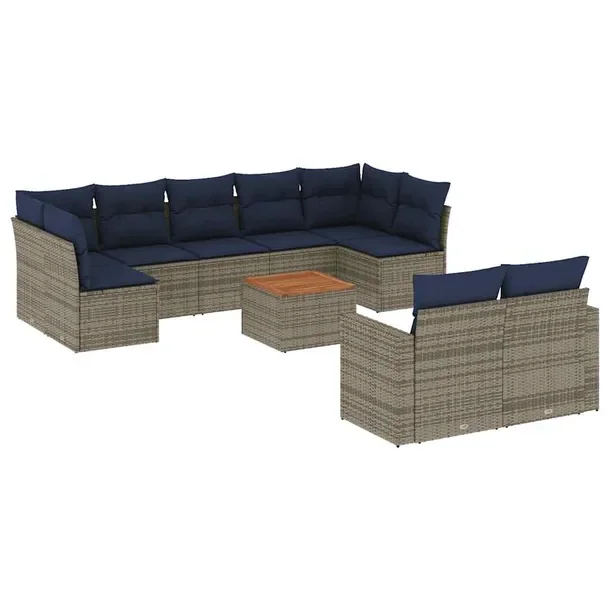 Zestaw mebli ogrodowych modułowych szary rattan PE 62 x 62 x 69 cm