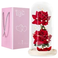 Sztuczne kwiaty - Wieczna Róża W Szkle Świecąca Led Na Prezent Dzień Babci Kobiet Walentynki - miniaturka - grafika 1