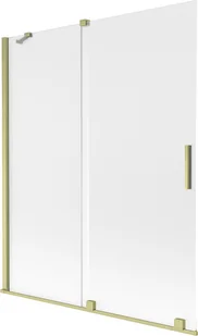 Mexen Velar parawan nawannowy 2-skrzydłowy rozsuwany 140 x 150 cm, szron, złoty szczotkowany - 896-140-000-31-55 - Parawany nawannowe - miniaturka - grafika 1
