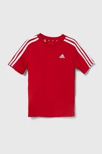 Koszulki dla chłopców - adidas t-shirt bawełniany dziecięcy kolor czerwony z aplikacją - grafika 1