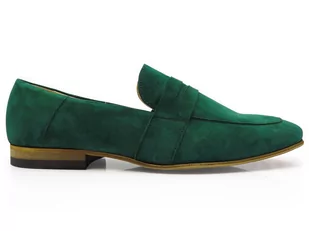 Zielone zamszowe loafersy - wsuwane buty męskie Penny Loafers T116 41 - Półbuty męskie Zielone zamszowe loafersy - wsuwane buty męskie Penny Loafers T116 41 - Półbuty męskie - miniaturka - grafika 1