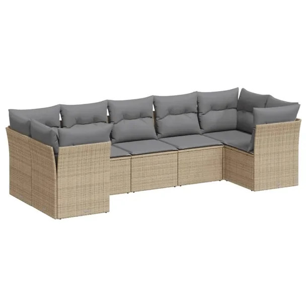 Zestaw wypoczynkowy modułowy beżowy rattan PE 55 x 62 x 69 cm