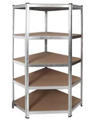 Szafy i regały magazynowe - Regał metalowy rogowy Zeus - 5 półek, ocynkowany, wysoka nośność 875 kg, narożny, pojemny - miniaturka - grafika 1