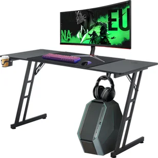Stół do gier YUENFONG 120 x 60 cm, biurko do gier, haczyk na słuchawki i uchwyt na kubek, stół do gier PC (Tye B bez LED) - Biurka gamingowe - miniaturka - grafika 1