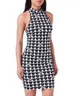 Sukienki - Love Moschino Damska sukienka bez rękawów, biała, czarna, rozmiar 40, biały/czarny, 40 - miniaturka - grafika 1