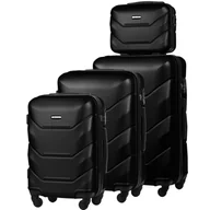 Walizki - Zestaw 4 Twardych Walizek z ABS-u (XL+M+S+BC) Czarny - miniaturka - grafika 1