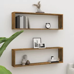vidaXL Półki ścienne, 2 szt., przydymiony dąb, 100x15x30 cm - Półki do salonu - miniaturka - grafika 1