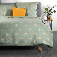 Pościel - Pościel LURO z mikrofibry oliwkowa w owady 160x200 cm - miniaturka - grafika 1
