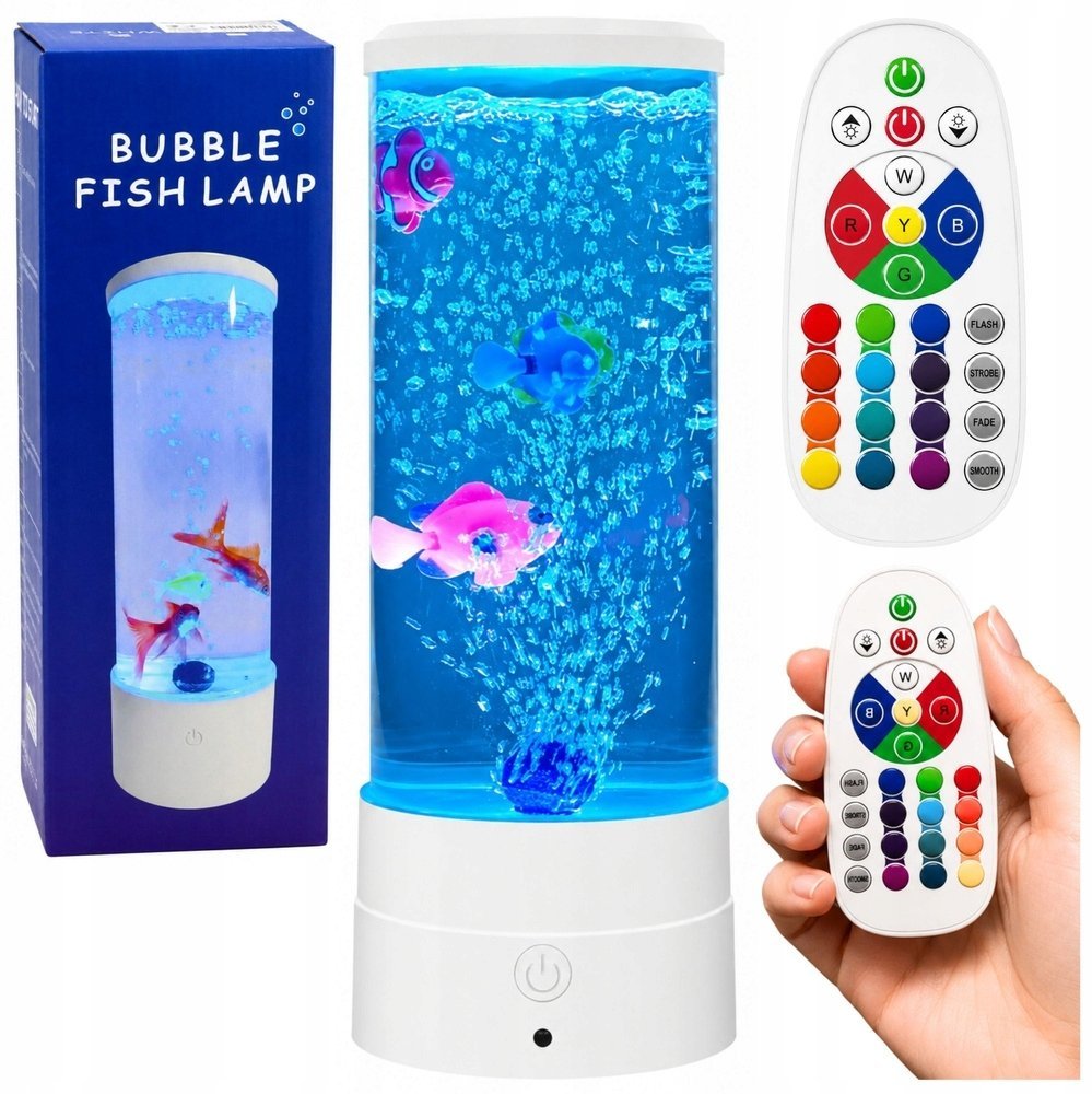 Lampka biurkowa Lean Nocna ozdobna LED RGB akwarium z rybkami 16 kolorów USB biała