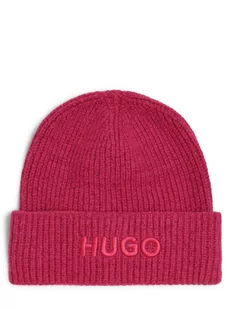 HUGO - Czapka damska z dodatkiem kaszmiru, wyrazisty róż - Czapki damskie - miniaturka - grafika 1
