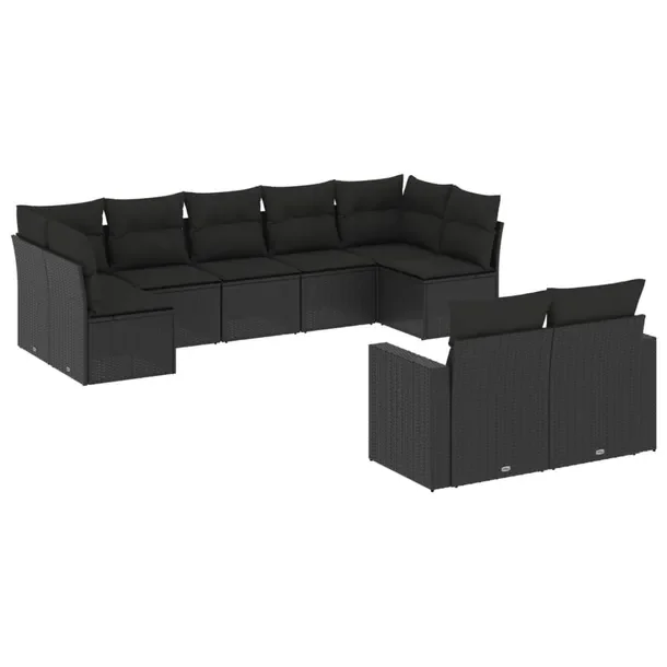 Zestaw mebli ogrodowych modułowych z poduszkami, czarny, rattan PE, 62x62x