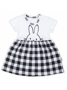 Niemowlęce sukienko-body kratka biało-czarne Nicol,r.56 - Body dla niemowląt - miniaturka - grafika 1