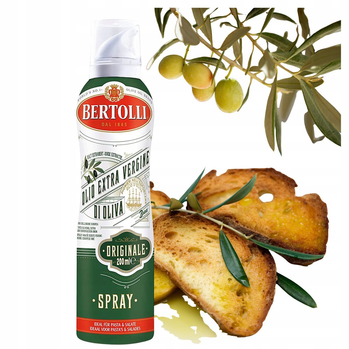 Bertolli Extra Virgin Olive Spray Oliwa z Oliwek w Sprayu Uniwersalna 200ml