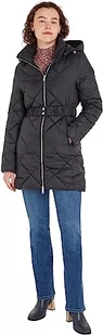 Tommy Hilfiger Damski pikowany płaszcz z podwyższonym, wyściełanym paskiem, Czarny, XS - Płaszcze damskie - miniaturka - grafika 1