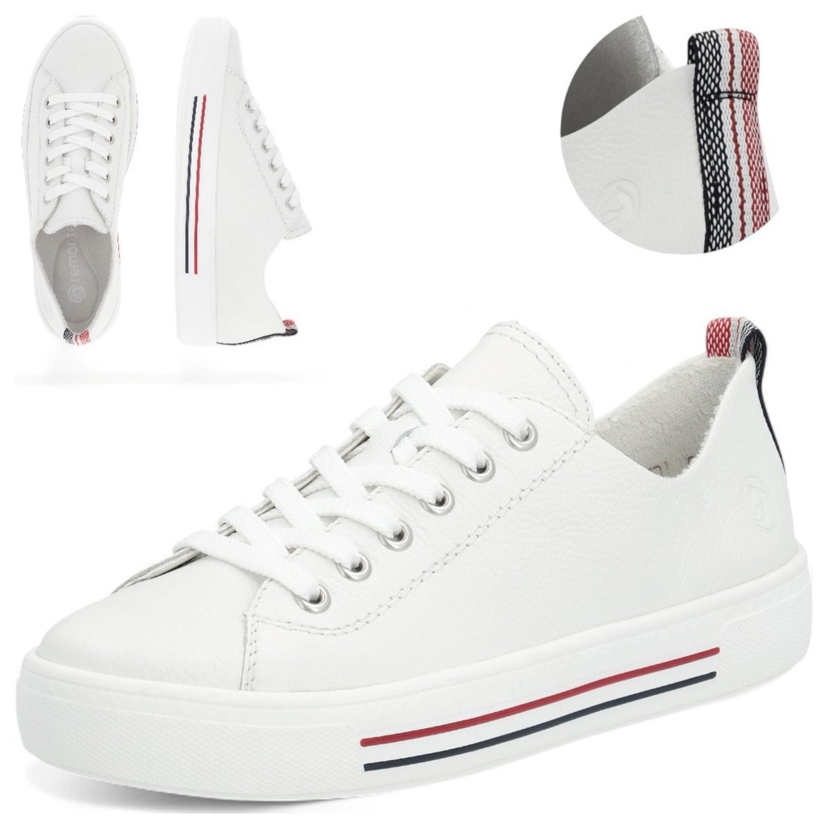 Tenisówki Damskie Skórzane Wygodne Sneakersy Sportowe Białe Remonte 37