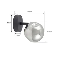 Lampy ścienne - Lindby kinkiet Valentina, szary/czarny, szkło, Ø 10 cm - miniaturka - grafika 1