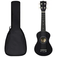 Inne instrumenty muzyczne - vidaXL Ukulele sopranowe z pokrowcem dla dzieci czarne 21 70147 - miniaturka - grafika 1