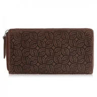 Portfele - Portfel Damski Skórzany Brązowy W Geometryczny Wzór Rfid Paolo Peruzzi T-116-Hbr - miniaturka - grafika 1