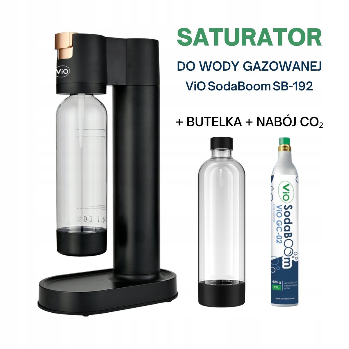 Saturator do wody ViO SodaBoom SB-192 + 2 Butelki 1 l + Nabój CO2 zestaw