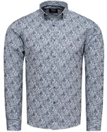 Koszule męskie - Koszula męska szara w granatowe kwiaty Recea - miniaturka - grafika 1